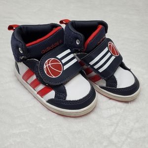 Adidas Kids Crib Shoes 5 Hook And Loop Blue Red Sneakers